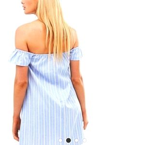 Missguided Bardot mini dress in blue Stripe